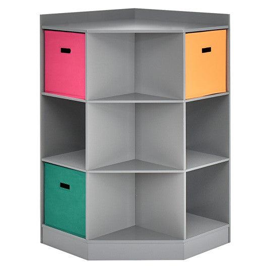 3-Tier Kids Storage Shelf Corner Cabinet with 3 Baskets-Gray at Set Shop and Smile
