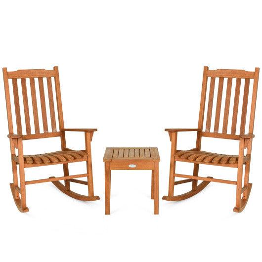 3 Pieces Eucalyptus Rocking Chair Set with Coffee Table at Set Shop and Smile