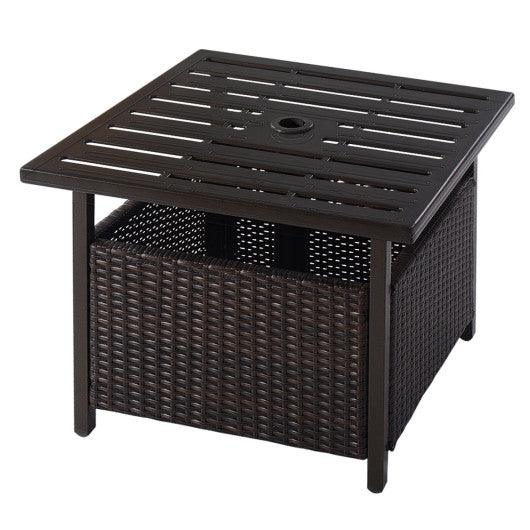 Outdoor Patio Rattan Wicker Steel Side Deck Table at Set Shop and Smile