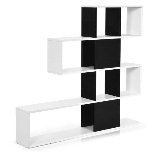 5-Tier Bookshelf Corner Ladder Bookcase with Storage Rack-Black & White at Set Shop and Smile