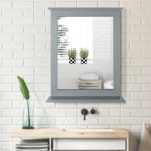 Wall-Mounted Multipurpose Vanity Mirror with Shelf-Gray at Set Shop and Smile