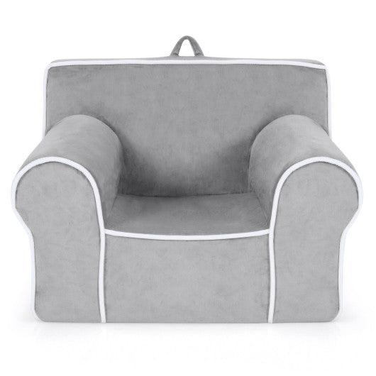 Upholstered Kids Sofa with Velvet Fabric and High-Quality Sponge-Gray at Set Shop and Smile