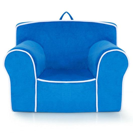 Upholstered Kids Sofa with Velvet Fabric and High-Quality Sponge-Blue at Set Shop and Smile