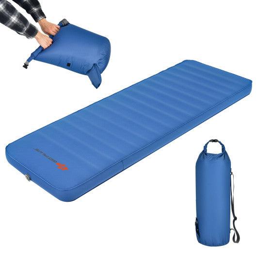 Self Inflating Folding Camping Sleeping Mattress with Carrying Bag-Blue at Set Shop and Smile