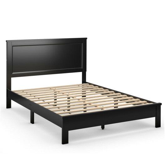 Full Size Platform Slat Bed Frame with High Headboard-Black at Set Shop and Smile