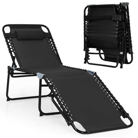 Foldable Recline Lounge Chair with Adjustable Backrest and Footrest-Black at Set Shop and Smile