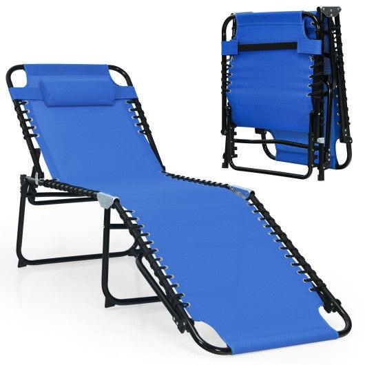 Foldable Recline Lounge Chair with Adjustable Backrest and Footrest-Blue at Set Shop and Smile