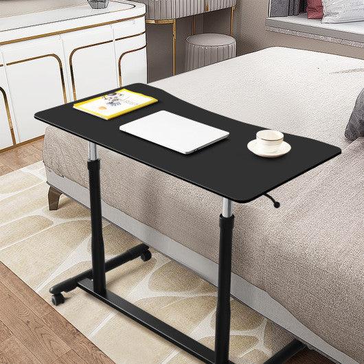 Height Adjustable Computer Desk Sit to Stand Rolling Notebook Table -Black at Set Shop and Smile