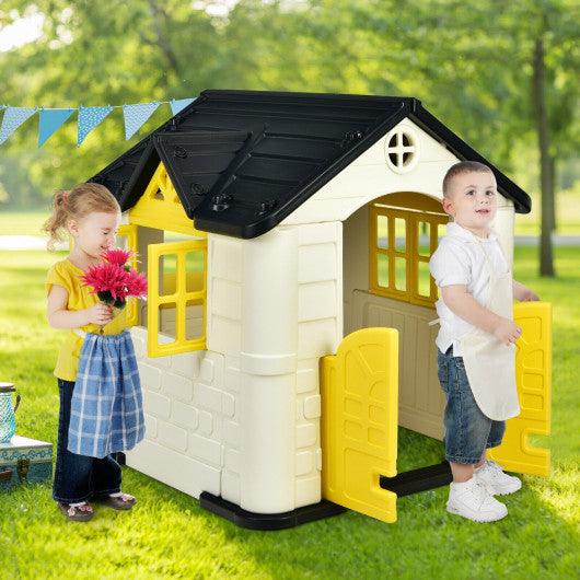 Kid’s Playhouse Pretend Toy House For Boys and Girls 7 Pieces Toy Set-Yellow at Set Shop and Smile
