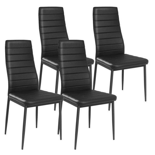 4 Pieces Modern Leather Dinning Chairs Set with Metal Frame at Set Shop and Smile