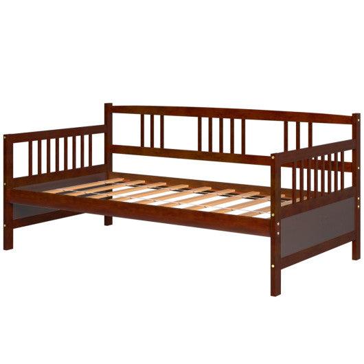 Twin Size Wooden Slats Daybed Bed with Rails-Cherry at Set Shop and Smile
