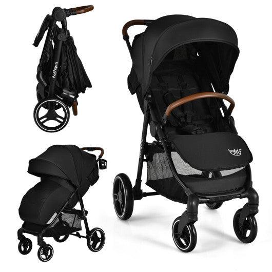5-Point Harness Lightweight Infant Stroller with Foot Cover and Adjustable Backrest-Black at Set Shop and Smile