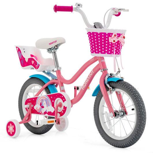 Kids Bicycle with Training Wheels and Basket for Boys and Girls Age 3-9 Years-14" at Set Shop and Smile