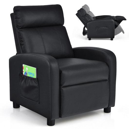 Ergonomic PU Leather Kids Recliner Lounge Sofa for 3-12 Age Group-Black at Set Shop and Smile
