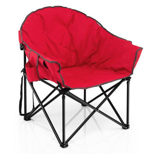 Folding Camping Moon Padded Chair with Carrying Bag-Red at Set Shop and Smile