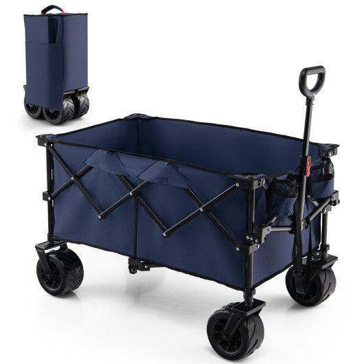 Folding Utility Garden Cart with Wide Wheels and Adjustable Handle-Blue at Set Shop and Smile