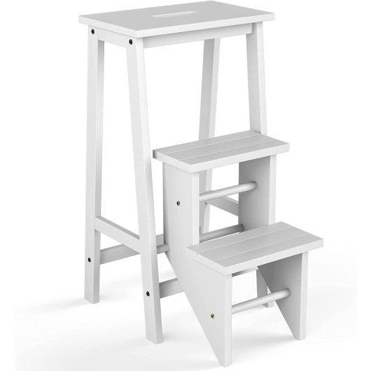 3 Tier Step Stool 3 in 1 Folding Ladder Bench-White at Set Shop and Smile