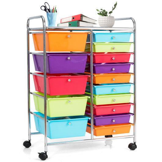 15-Drawer Utility Rolling Organizer Cart Multi-Use Storage-Multicolor at Set Shop and Smile