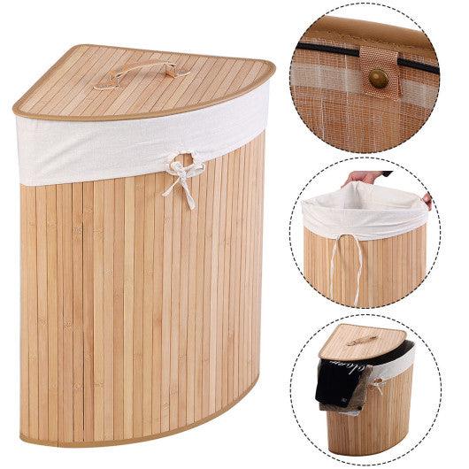 Corner Bamboo Hamper Laundry Basket at Set Shop and Smile