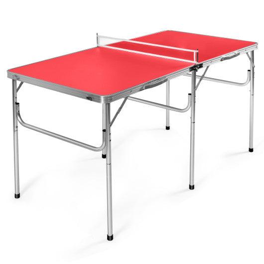 60 Inch Portable Tennis Ping Pong Folding Table with Accessories-Red at Set Shop and Smile