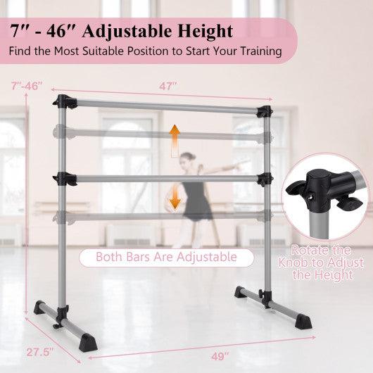 4 Feet Double Ballet Barre Bar with Adjustable Height-Silver at Set Shop and Smile