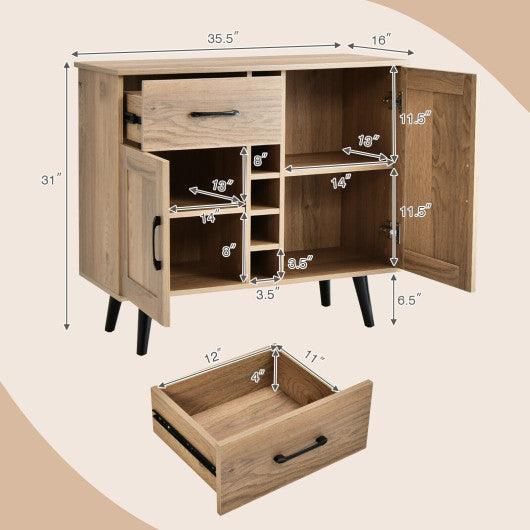 2-Door Buffet Sideboard with 6-Bottle Wine Rack Drawer at Set Shop and Smile