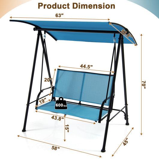 2-Seat Outdoor Canopy Swing with Comfortable Fabric Seat and Heavy-duty Metal Frame-Navy at Set Shop and Smile