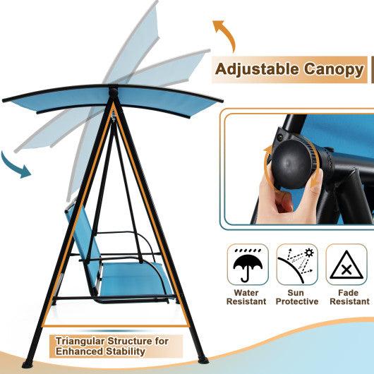 2-Seat Outdoor Canopy Swing with Comfortable Fabric Seat and Heavy-duty Metal Frame-Navy at Set Shop and Smile
