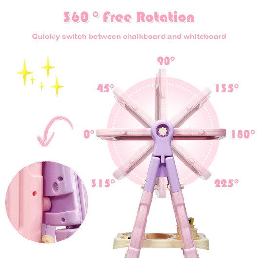 Height Adjustable Kids Art Easel Magnetic Double Sided Board-Pink at Set Shop and Smile