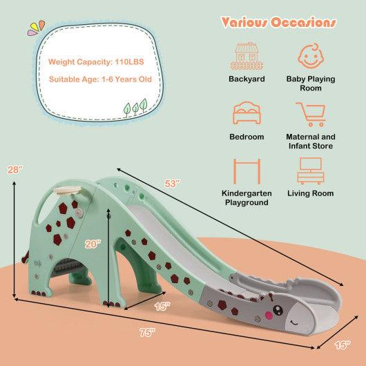 3-in-1 Kids Climber Slide Play Set with Basketball Hoop-Green at Set Shop and Smile