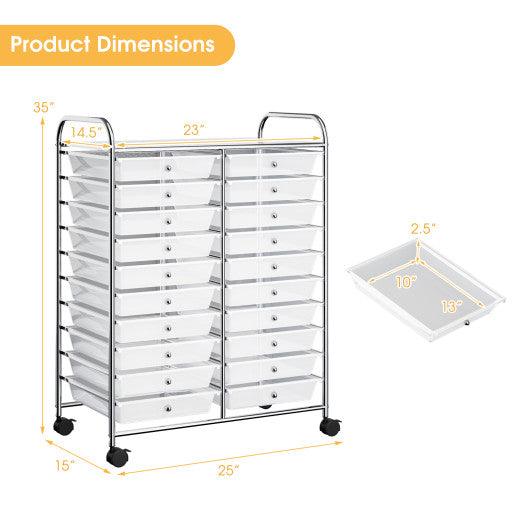 20 Drawers Storage Rolling Cart Studio Organizer-Clear at Set Shop and Smile