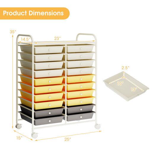 20 Drawers Storage Rolling Cart Studio Organizer-Yellow at Set Shop and Smile