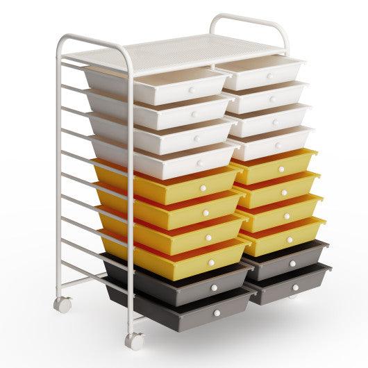 20 Drawers Storage Rolling Cart Studio Organizer-Yellow at Set Shop and Smile