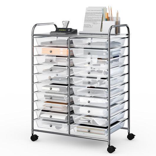 20 Drawers Storage Rolling Cart Studio Organizer-Clear at Set Shop and Smile