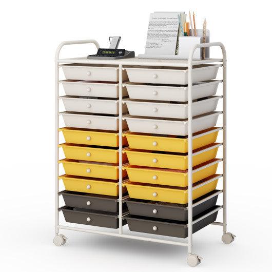 20 Drawers Storage Rolling Cart Studio Organizer-Yellow at Set Shop and Smile