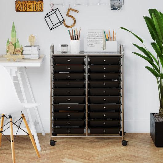 20 Drawers Storage Rolling Cart Studio Organizer-Black at Set Shop and Smile