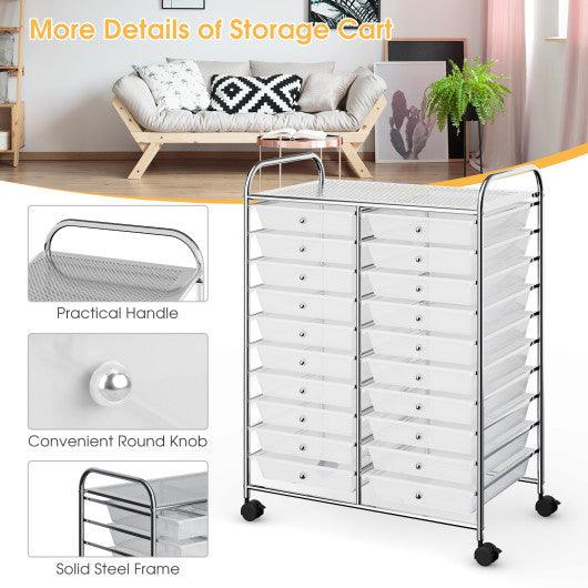 20 Drawers Storage Rolling Cart Studio Organizer-Clear at Set Shop and Smile