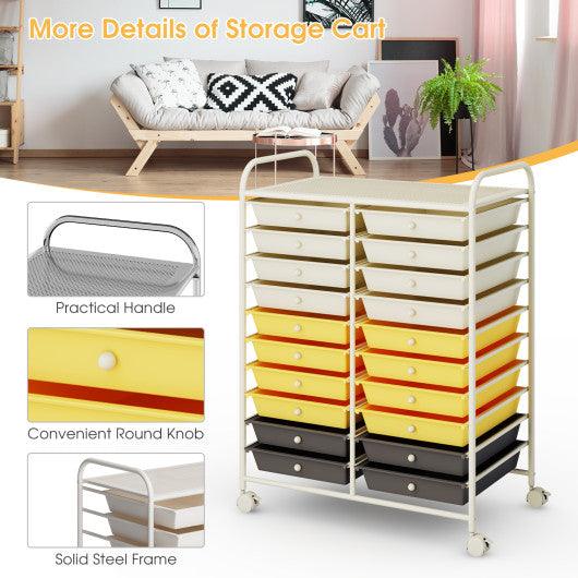 20 Drawers Storage Rolling Cart Studio Organizer-Yellow at Set Shop and Smile