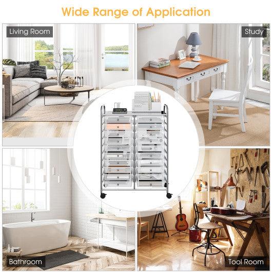 20 Drawers Storage Rolling Cart Studio Organizer-Clear at Set Shop and Smile