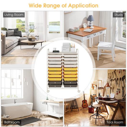 20 Drawers Storage Rolling Cart Studio Organizer-Yellow at Set Shop and Smile