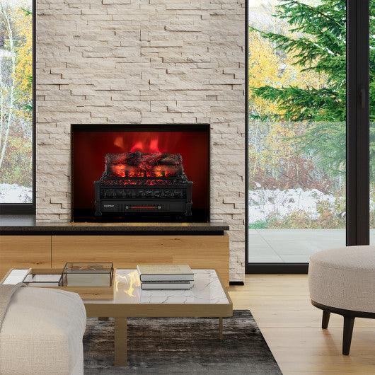 20 Inch Electric Fireplace Heater with Realistic Pinewood Ember Bed-Black at Set Shop and Smile
