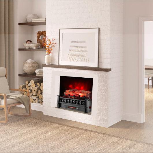 20 Inch Electric Fireplace Heater with Realistic Birchwood Ember Bed-Black at Set Shop and Smile