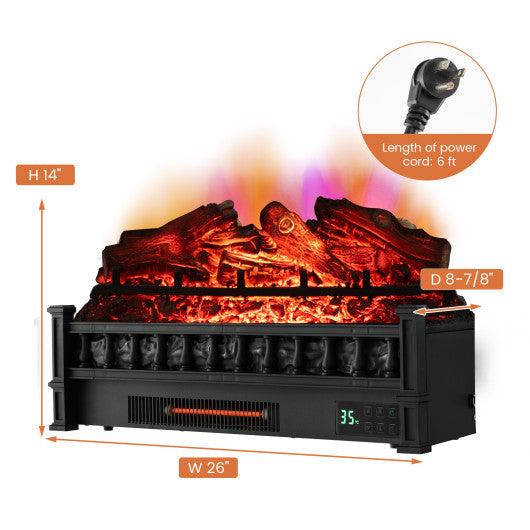 26 Inch Electric Fireplace Heater with Remote Control and Realistic Lemonwood Ember Bed-Black at Set Shop and Smile