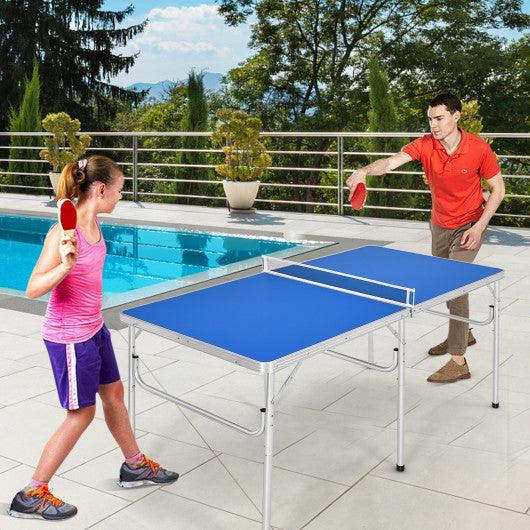 60 Inch Portable Tennis Ping Pong Folding Table with Accessories-Blue at Set Shop and Smile