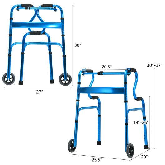 Aluminum Heavy-Duty Folding Wheeled Stand-Assist Walker-Blue at Set Shop and Smile