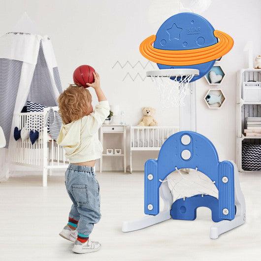 3 in 1 Kids Basketball Hoop Set with Balls-Blue at Set Shop and Smile