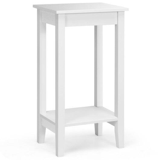 2-Tier Nightstand End Side Wooden Legs Table for Bedroom-White at Set Shop and Smile