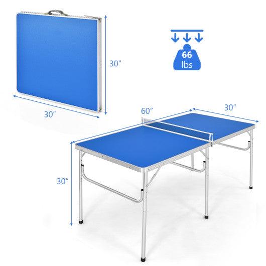 60 Inch Portable Tennis Ping Pong Folding Table with Accessories-Blue at Set Shop and Smile