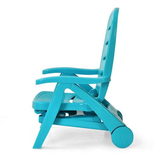 5 Position Adjustable Folding Lounger Chaise Chair on Wheels-Turquoise at Set Shop and Smile