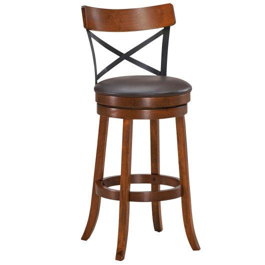 Set of 2 Bar Stools 360-Degree Swivel Dining Bar Chairs with Rubber Wood Legs-29.5 inch at Set Shop and Smile